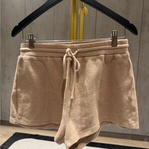 Women's Beige Knit Athletic Shorts